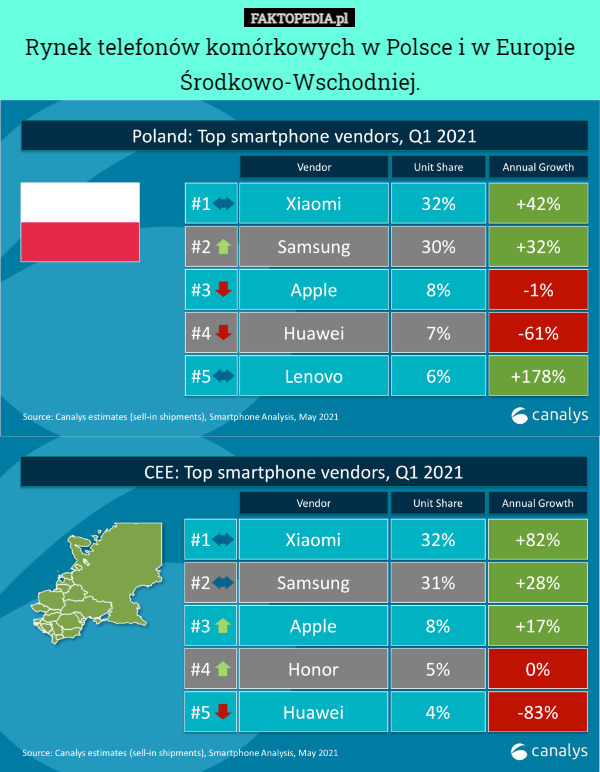 Rynek telefonów komórkowych w Polsce i w Europie Środkowo-Wschodniej. 