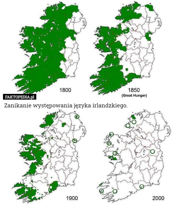 Zanikanie występowania języka irlandzkiego. 