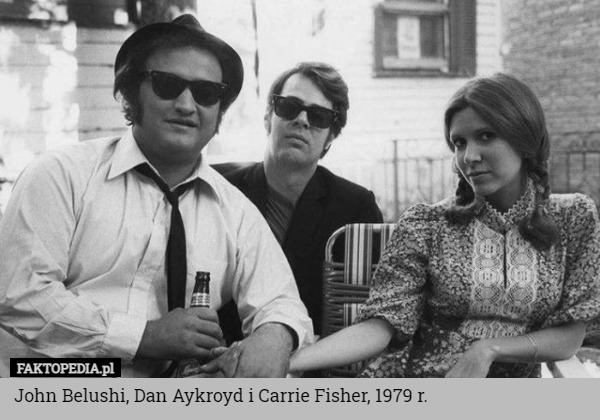 John Belushi, Dan Aykroyd i Carrie Fisher, 1979 r. 