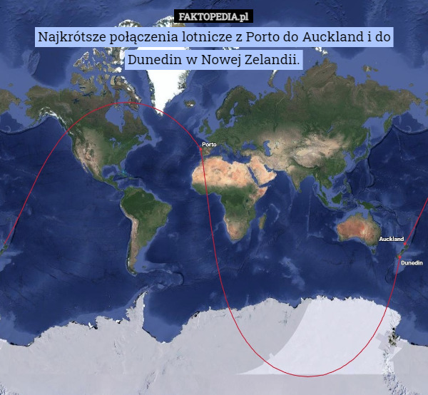 Najkrótsze połączenia lotnicze z Porto do Auckland i do Dunedin w Nowej Zelandii. 