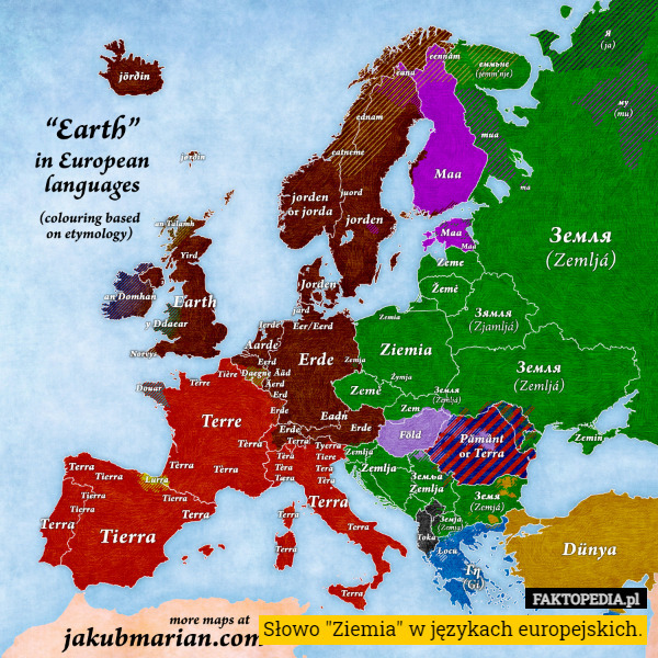 Słowo "Ziemia" w językach europejskich. 