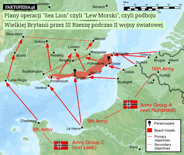Plany operacji "Sea Lion" czyli "Lew Morski", czyli podboju Wielkiej Brytanii przez III Rzeszę podczas II wojny światowej. 