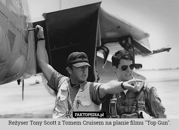 Reżyser Tony Scott z Tomem Cruisem na planie filmu "Top Gun". 