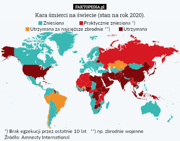 Kara śmierci na świecie (stan na rok 2020). 