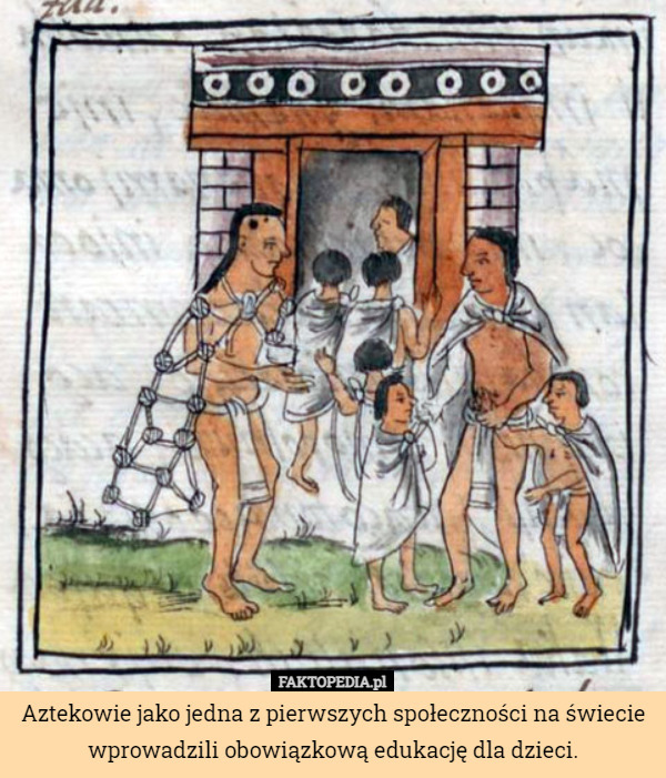 Aztekowie jako jedna z pierwszych społeczności na świecie wprowadzili obowiązkową edukację dla dzieci. 