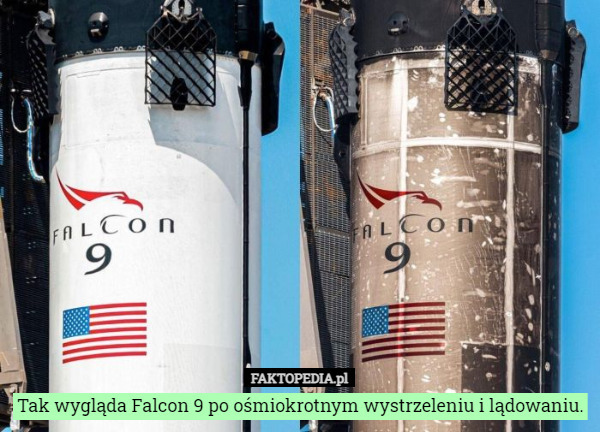 Tak wygląda Falcon 9 po ośmiokrotnym wystrzeleniu i lądowaniu. 