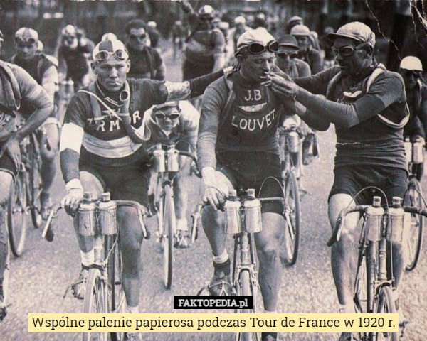 Wspólne palenie papierosa podczas Tour de France w 1920 r. 