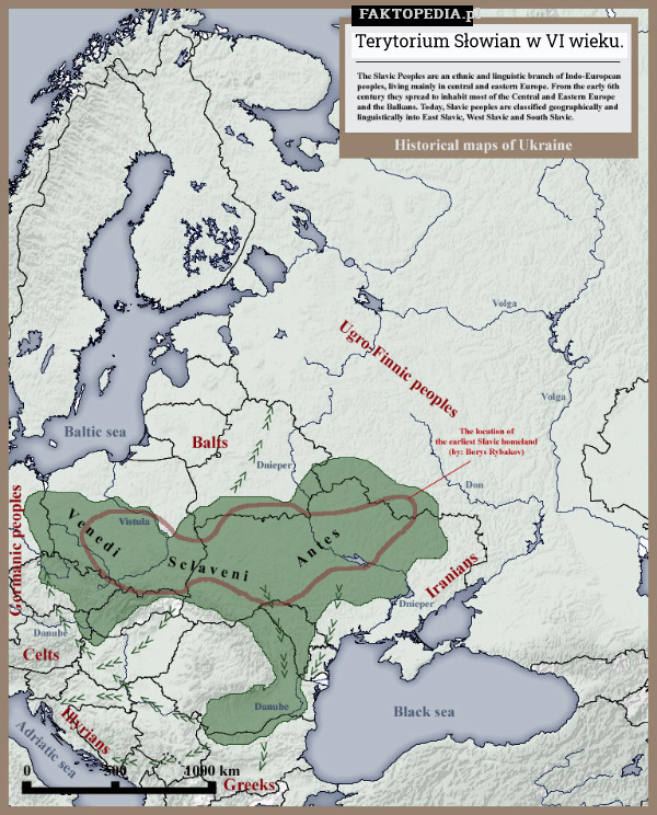 Terytorium Słowian w VI wieku. 