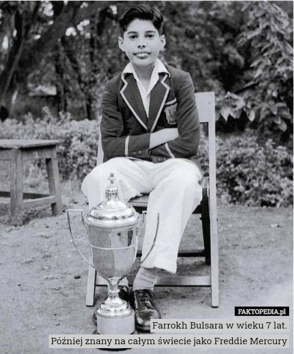 Farrokh Bulsara w wieku 7 lat.
Później znany na całym świecie jako Freddie Mercury 