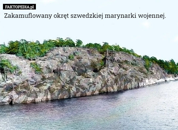 Zakamuflowany okręt szwedzkiej marynarki wojennej. 
