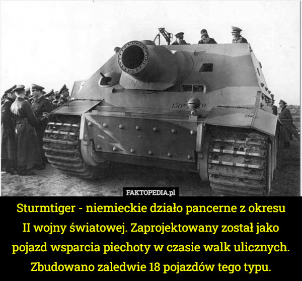 Sturmtiger - niemieckie działo pancerne z okresu
 II wojny światowej. Zaprojektowany został jako pojazd wsparcia piechoty w czasie walk ulicznych. Zbudowano zaledwie 18 pojazdów tego typu. 