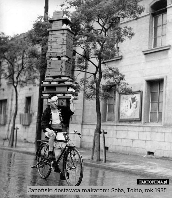 Japoński dostawca makaronu Soba, Tokio, rok 1935. 