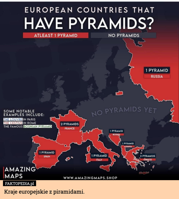 Kraje europejskie z piramidami. 