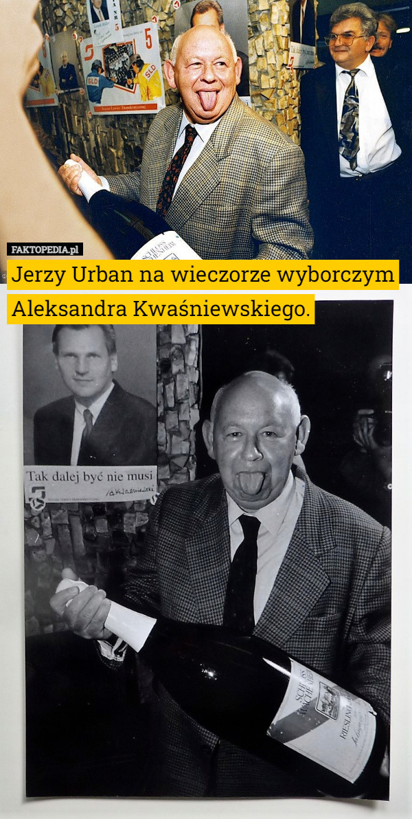 Jerzy Urban na wieczorze wyborczym Aleksandra Kwaśniewskiego. 