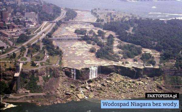 Wodospad Niagara bez wody. 