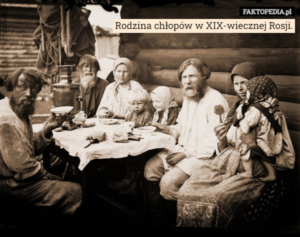 Rodzina chłopów w XIX-wiecznej Rosji. 