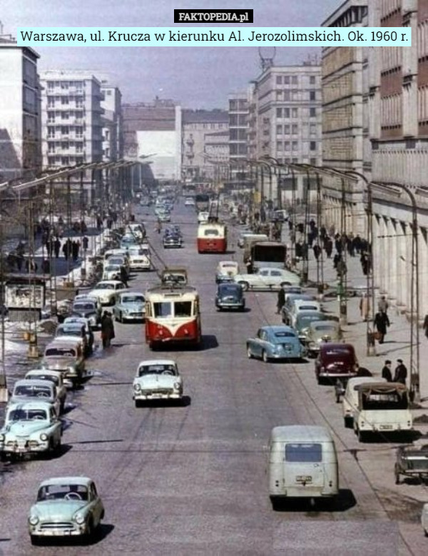 Warszawa, ul. Krucza w kierunku Al. Jerozolimskich. Ok. 1960 r. 