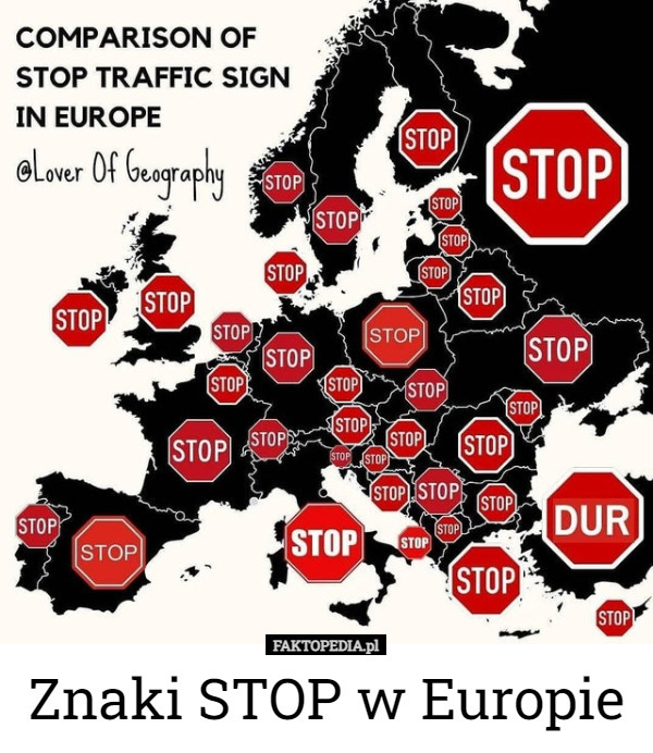 Znaki STOP w Europie 