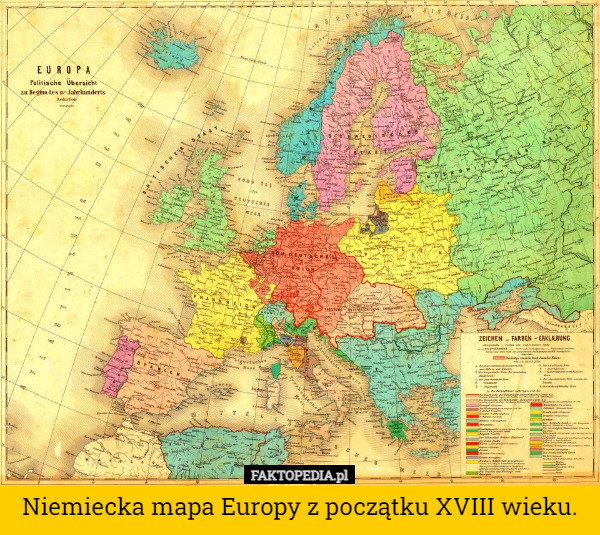 Niemiecka mapa Europy z początku XVIII wieku. 