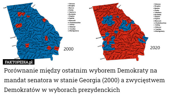 Porównanie między ostatnim wyborem Demokraty na mandat senatora w stanie Georgia (2000) a zwycięstwem Demokratów w wyborach prezydenckich 
