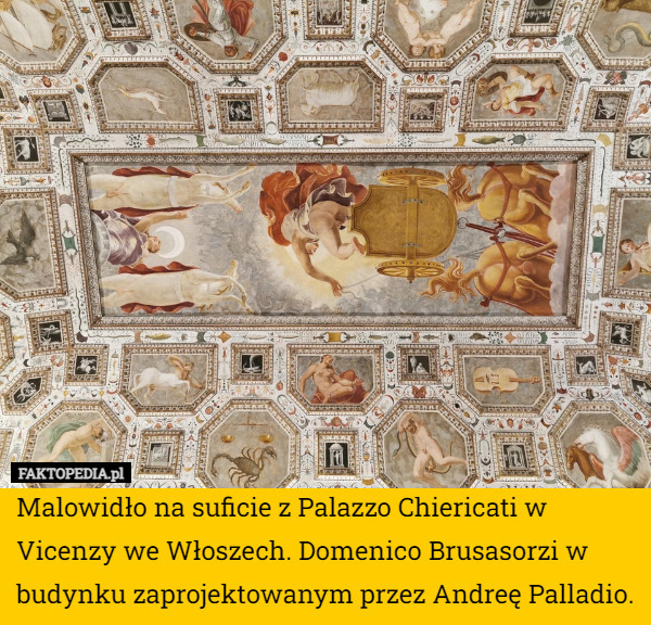 Malowidło na suficie z Palazzo Chiericati w Vicenzy we Włoszech. Domenico Brusasorzi w budynku zaprojektowanym przez Andreę Palladio. 