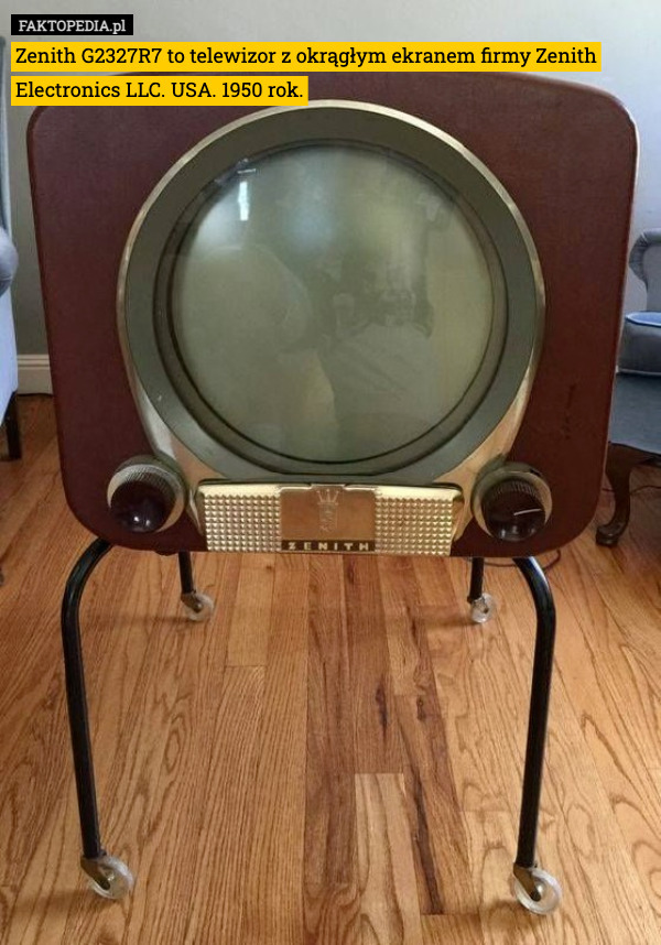 Zenith G2327R7 to telewizor z okrągłym ekranem firmy Zenith Electronics LLC. USA. 1950 rok. 