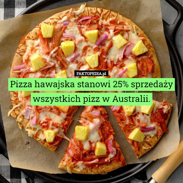 Pizza hawajska stanowi 25% sprzedaży wszystkich pizz w Australii. 