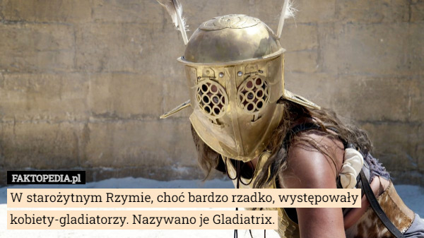 W starożytnym Rzymie, choć bardzo rzadko, występowały kobiety-gladiatorzy. Nazywano je Gladiatrix. 