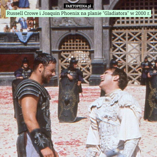 Russell Crowe i Joaquin Phoenix na planie "Gladiatora" w 2000 r. 
