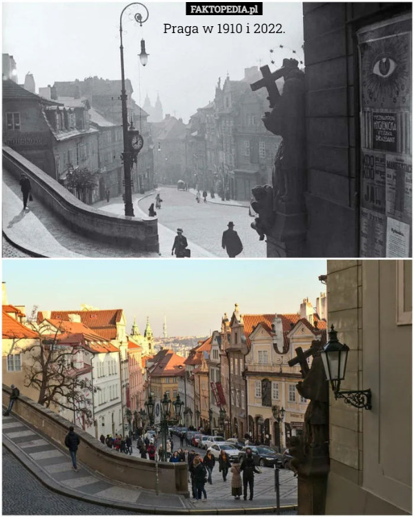 Praga w 1910 i 2022. 
