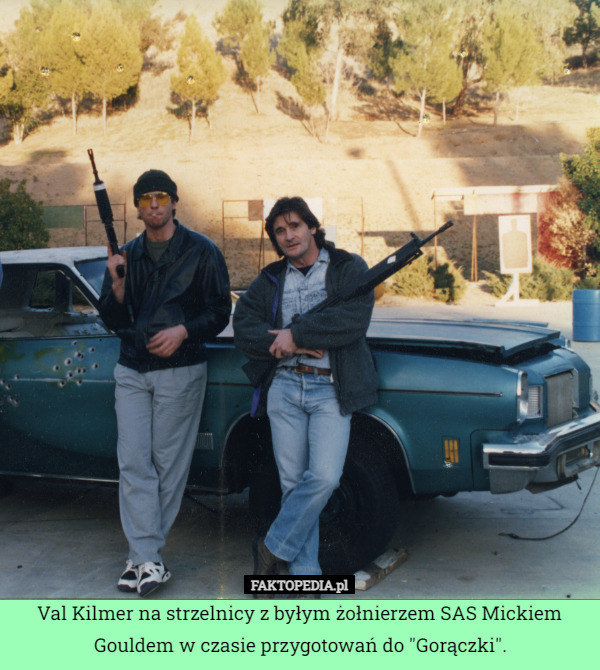 Val Kilmer na strzelnicy z byłym żołnierzem SAS Mickiem Gouldem w czasie przygotowań do "Gorączki". 