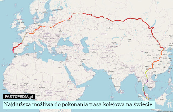 Najdłuższa możliwa do pokonania trasa kolejowa na świecie. 