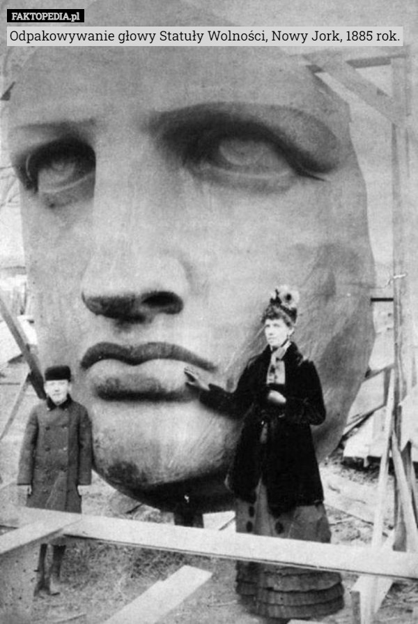 Odpakowywanie głowy Statuły Wolności, Nowy Jork, 1885 rok. 