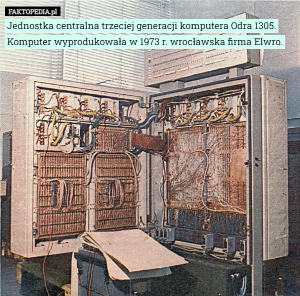 Jednostka centralna trzeciej generacji komputera Odra 1305.
Komputer wyprodukowała w 1973 r. wrocławska firma Elwro. 