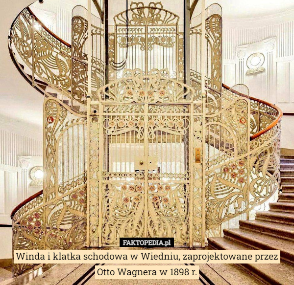 Winda i klatka schodowa w Wiedniu, zaprojektowane przez Otto Wagnera w 1898 r. 