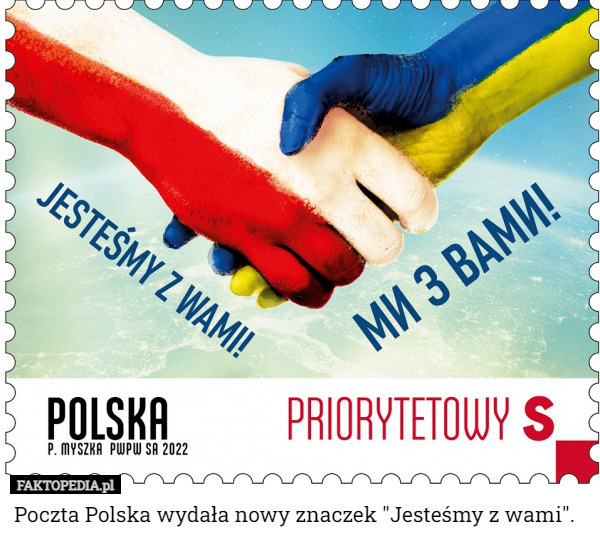 Poczta Polska wydała nowy znaczek "Jesteśmy z wami". 