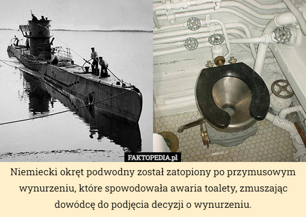 Niemiecki okręt podwodny został zatopiony po przymusowym wynurzeniu, które spowodowała awaria toalety, zmuszając dowódcę do podjęcia decyzji o wynurzeniu. 
