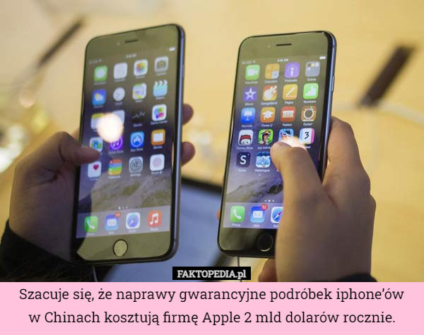 Szacuje się, że naprawy gwarancyjne podróbek iphone’ów
w Chinach kosztują firmę Apple 2 mld dolarów rocznie. 