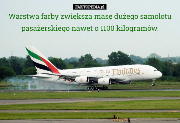 Warstwa farby zwiększa masę dużego samolotu pasażerskiego nawet o 1100 kilogramów. 