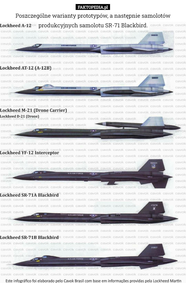 Poszczególne warianty prototypów, a następnie samolotów produkcyjnych samolotu SR-71 Blackbird. 