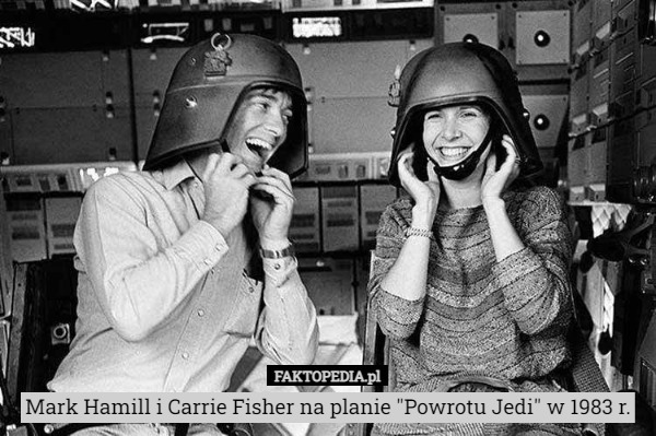 Mark Hamill i Carrie Fisher na planie "Powrotu Jedi" w 1983 r. 