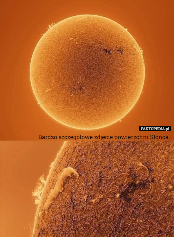 Bardzo szczegółowe zdjęcie powierzchni Słońca. 