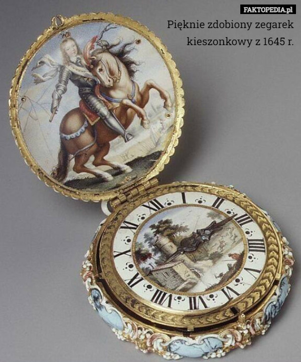 Pięknie zdobiony zegarek kieszonkowy z 1645 r. 