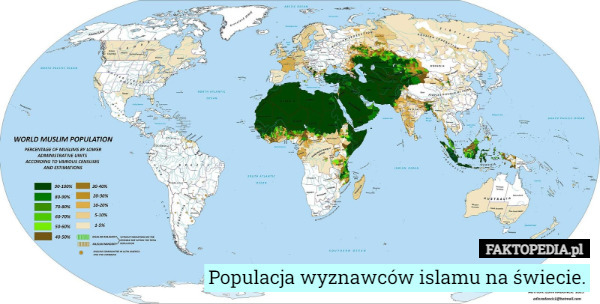 Populacja wyznawców islamu na świecie. 