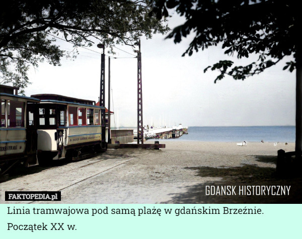 Linia tramwajowa pod samą plażę w gdańskim Brzeźnie. Początek XX w. 