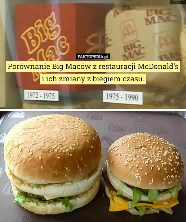 Porównanie Big Maców z restauracji McDonald's
 i ich zmiany z biegiem czasu. 
