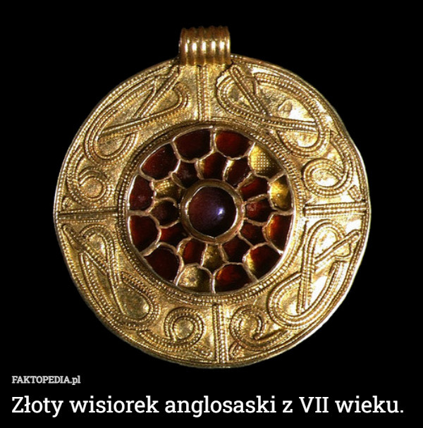 Złoty wisiorek anglosaski z VII wieku. 