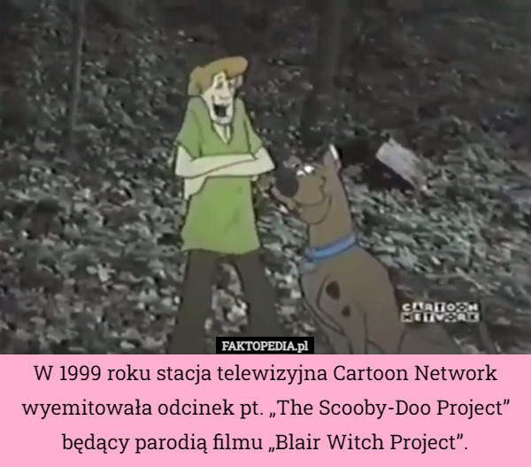 W 1999 roku stacja telewizyjna Cartoon Network wyemitowała odcinek pt. „The Scooby-Doo Project” będący parodią filmu „Blair Witch Project”. 