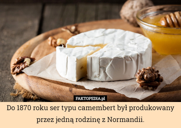 Do 1870 roku ser typu camembert był produkowany przez jedną rodzinę z Normandii. 