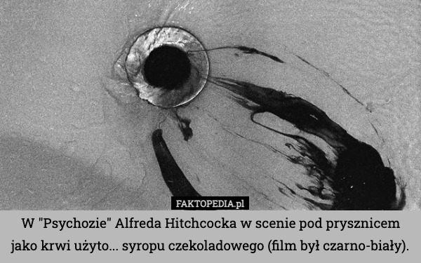 W "Psychozie" Alfreda Hitchcocka w scenie pod prysznicem jako krwi użyto... syropu czekoladowego (film był czarno-biały). 